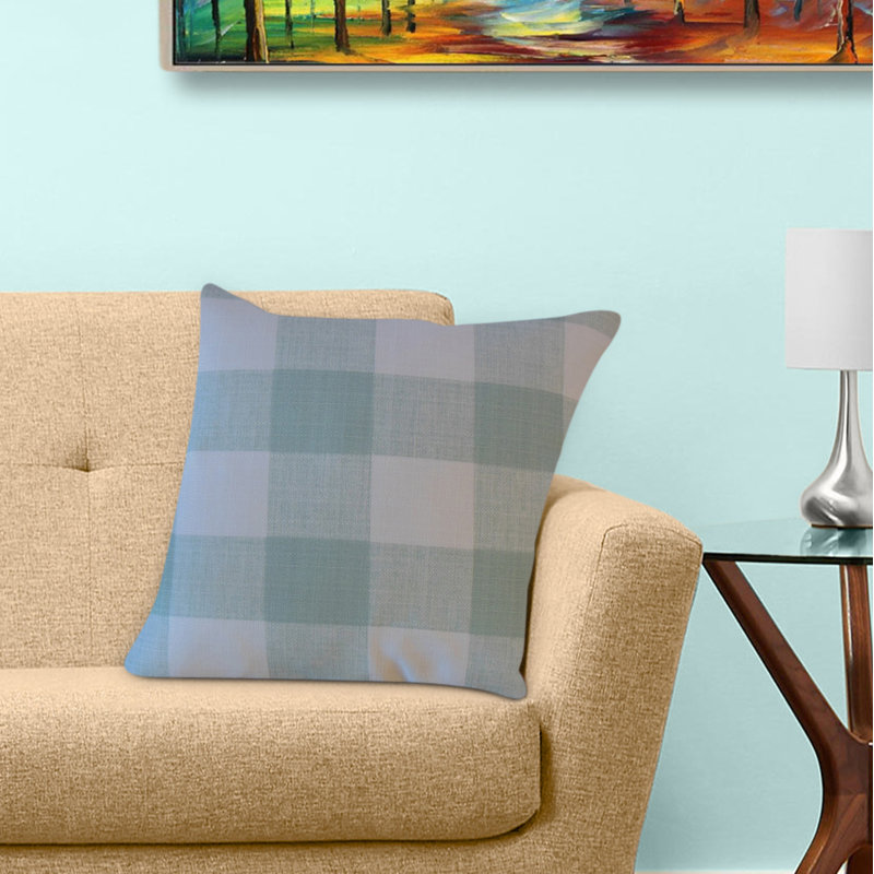 Coussin en coton écossais Lindauer, 18 po x 18 po, Vert clair, Coussin décoratif