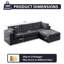 Canapé modulaire convertible en velours côtelé de 113 po de largeur pour le salon avec 2 coussins-1315576022
