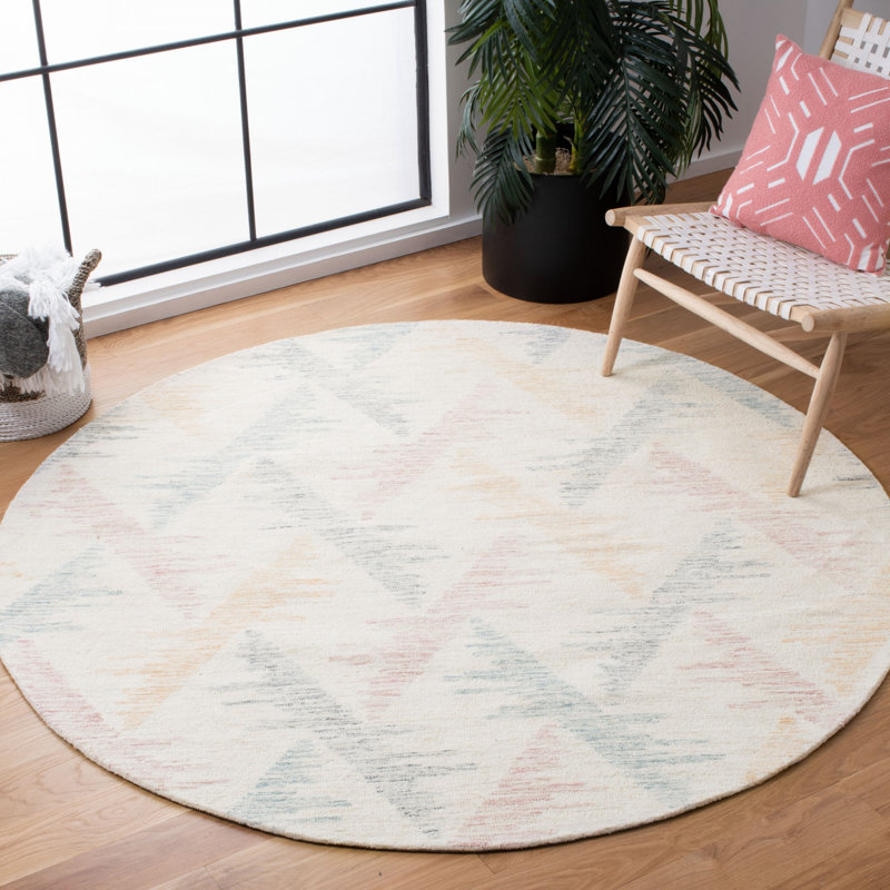 Damariscotta Drive Hand Tufted Wool And Cotton With Latex Geometric Rug, Square 6'