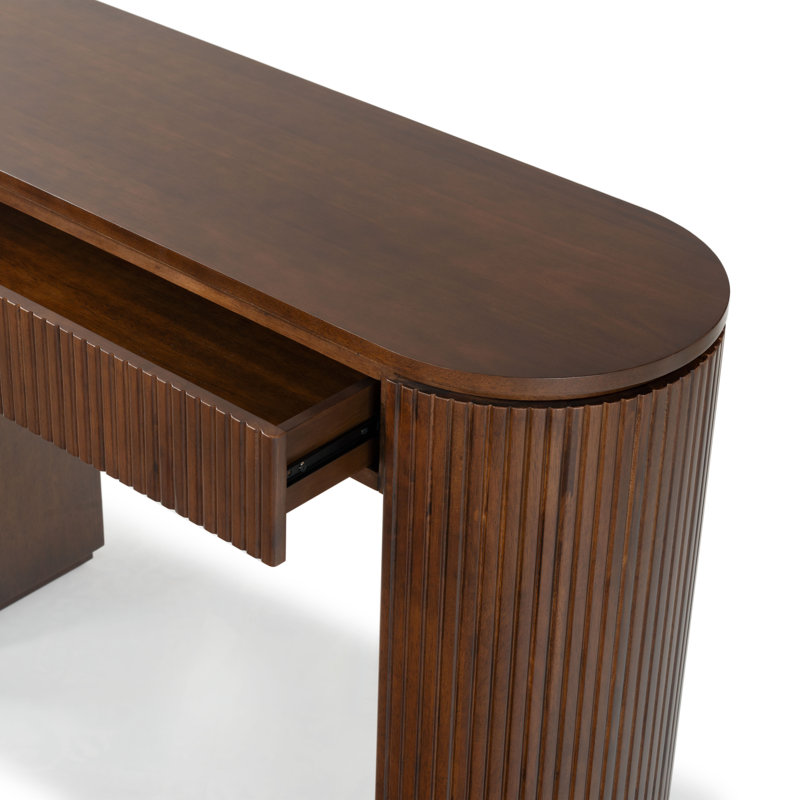 Rikki Fluted 1 Drawer Console, Walnut