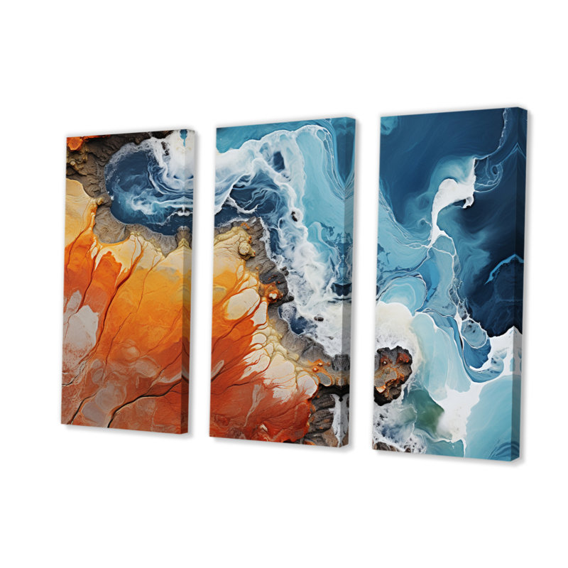 «Coastal Abstract Coastline III» sur toile, reproduction de 3 pièces, H 28 po x l 36 po x P 1 po