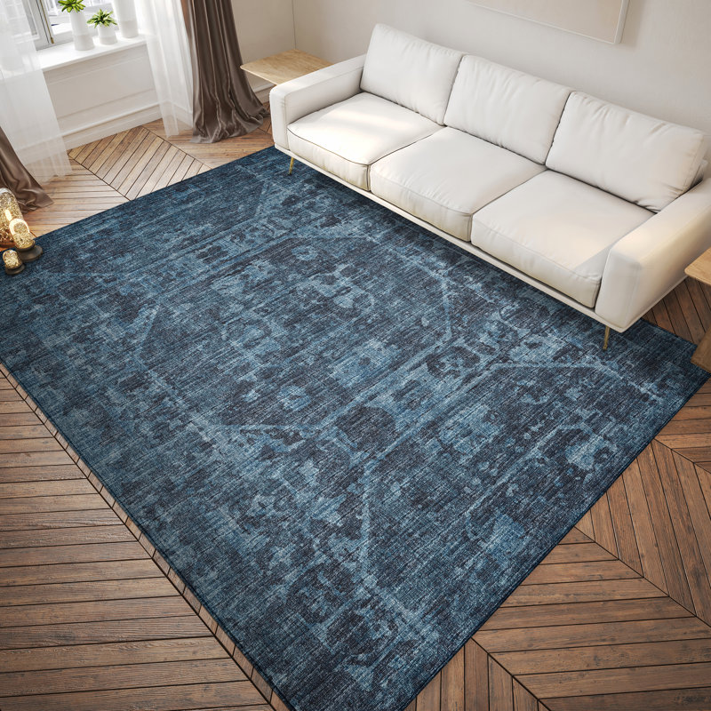 Tapis intérieur / extérieur en polyester tissé à la machine Fenwick, Rectangle 5 pi x 7 pi 6 po