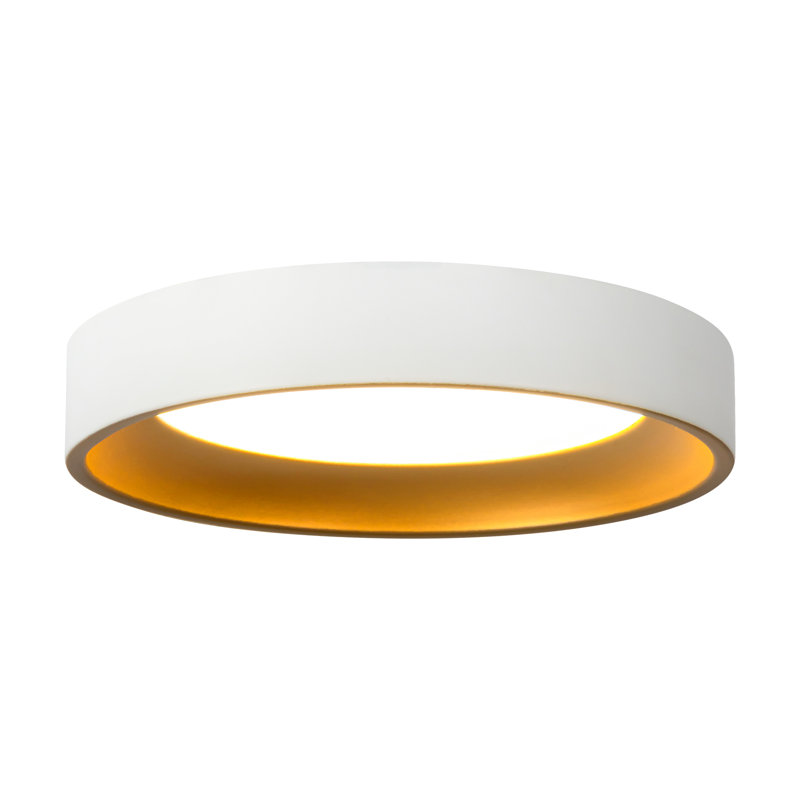 Nix 7-in Black dimmable LED Flush Mount, White/Gold