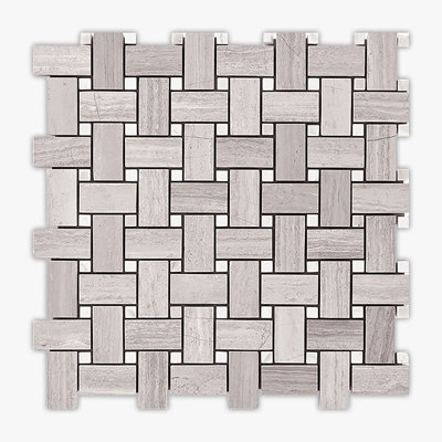 Athens Grey Light, Dolomite Honed Basketweave Limestone; Marble Mosaic