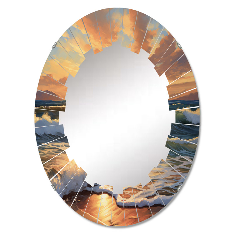 Assabet - Miroir mural nautique et plage ovale, 36 po x 24 po