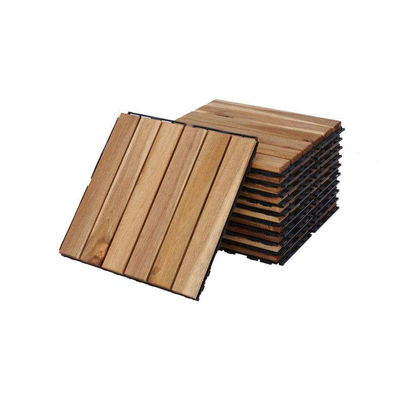 30 tuiles de terrasse emboîtables à motif rayé