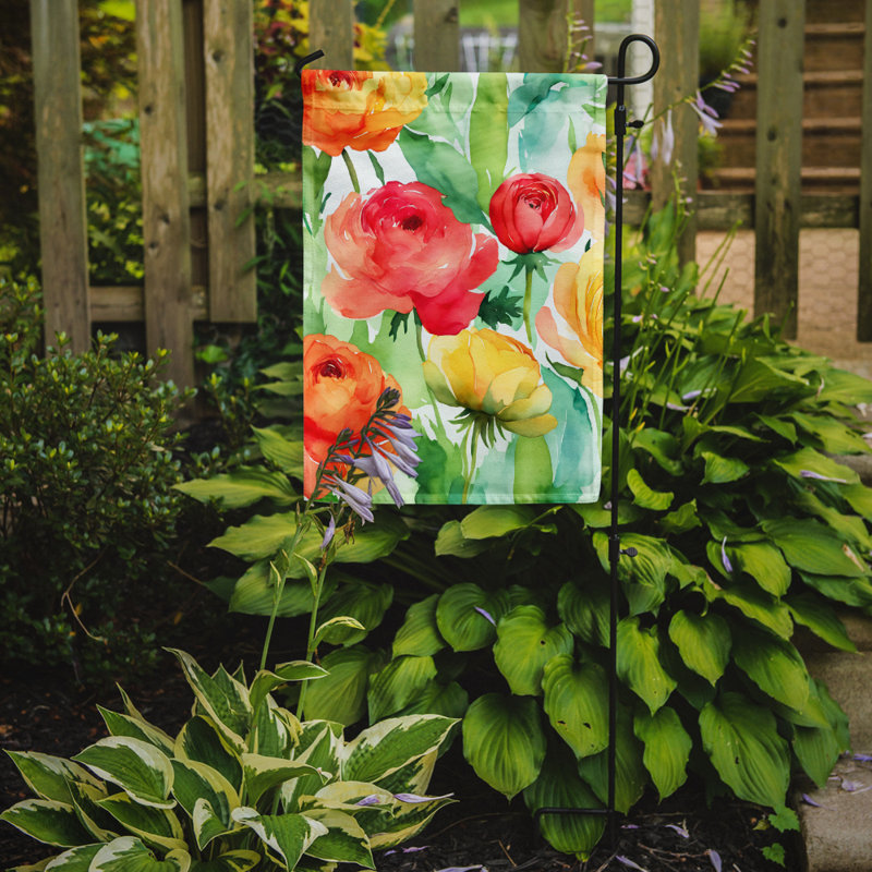 Renoncule dans un drapeau de jardin à l'aquarelle
