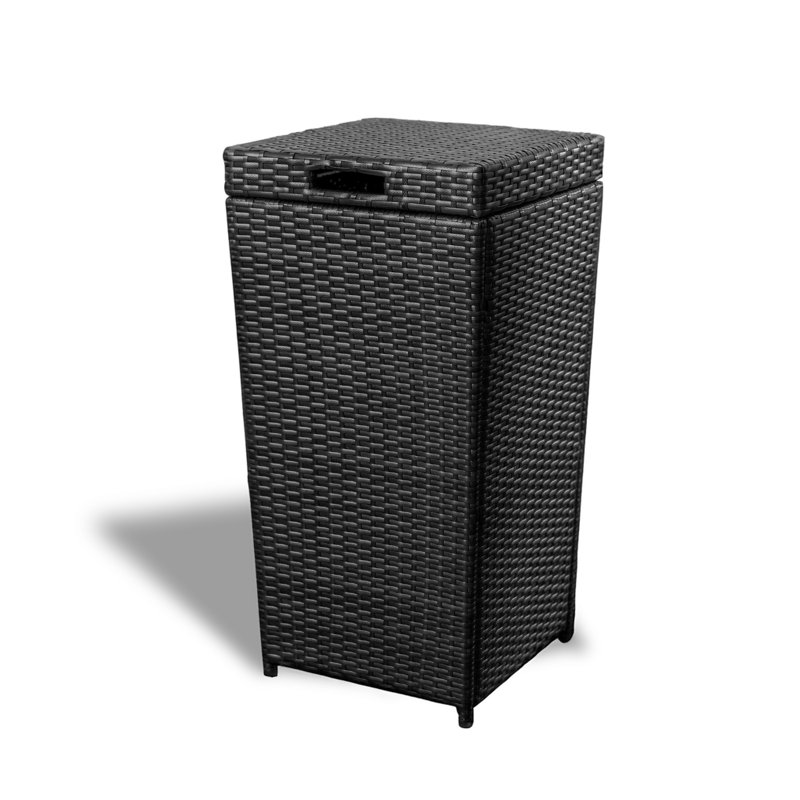 Poubelle d'extérieur en rotin 35 gallons Nestl, Noir