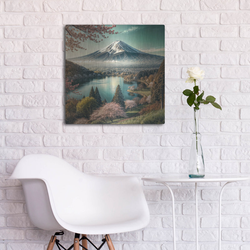  «Mont Fuji au Japon» par Rey Klimt, art mural en métal, H 24 po x l 24 po