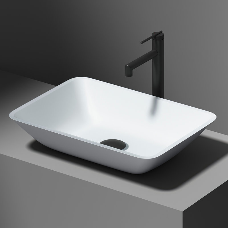 Lavabo de salle de bain rectangulaire Sottile, Coquille blanche mate