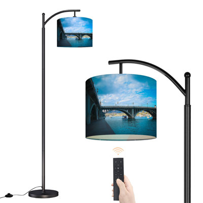 Lampe sur pied à arc avec abat-jour réglable Lake Havasu Tower Bridge Lampe sur pied 3 températures de couleur à intensité variable pour lampe