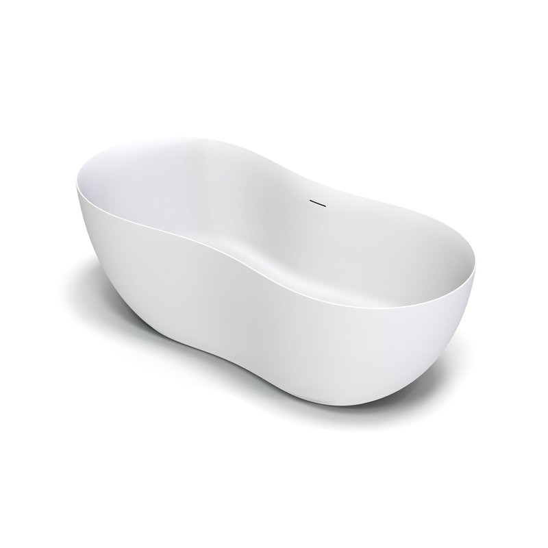 Baignoire autoportante de 67 po à surface solide de trempage en blanc