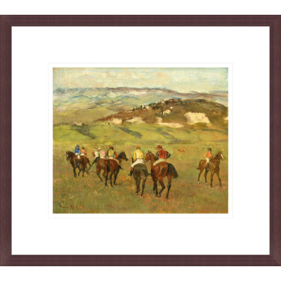 «Jockeys on Horseback avant Distant Hills» par Edgar Degas, impression giclée encadrée