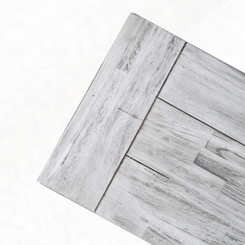 Sandblast Finish Acacia Wood Dining Bench with Rustic Metal Finish Frame, Black/Light Grey