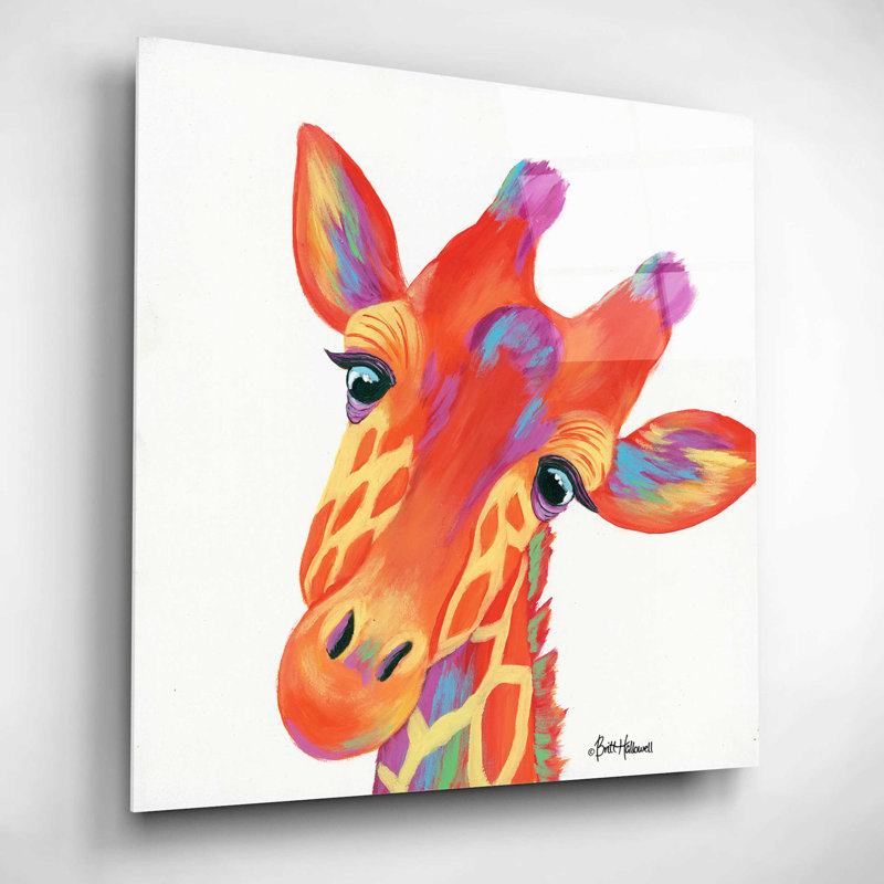 «Cheery Giraffe» par Britt Hallowell - impression sans cadre, H 12 po x l 12 po x P 0,13 po