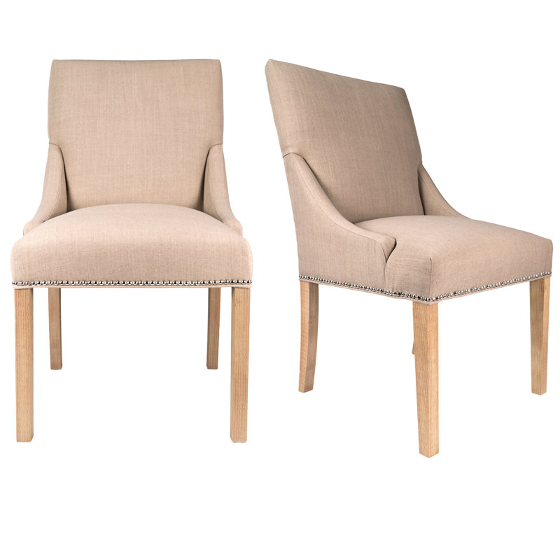 Chaise parsons rembourrée Anaisia, Blanc, Galet