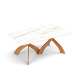 Entwine - Rectangular 48IN x 84IN Macchia Vecchia Stone Top Table - Natural Walnut Finish