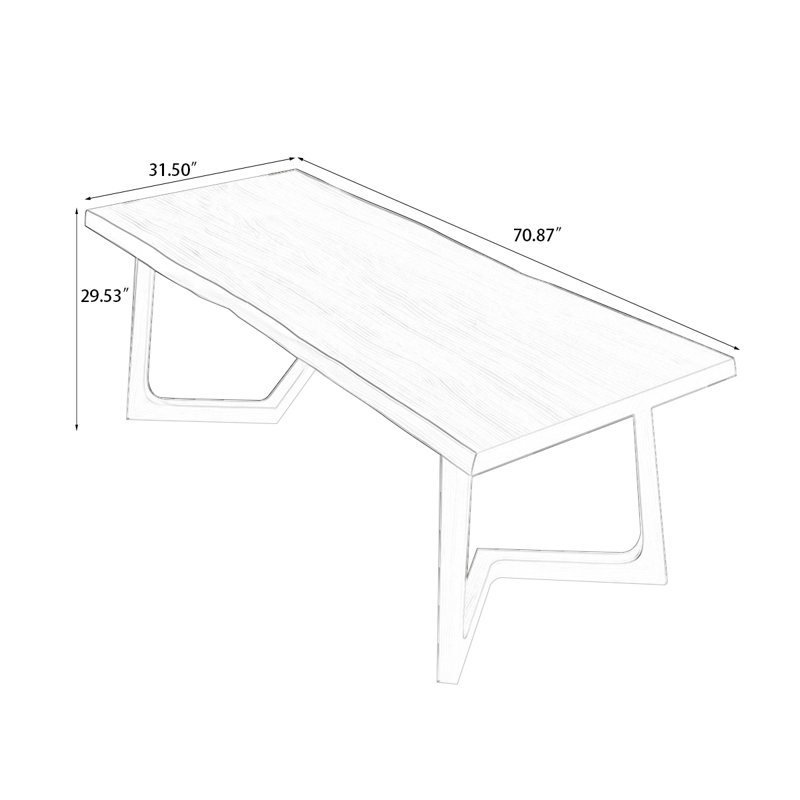 Table de salle à manger en bois massif noisette, H 29,53 po x L 70,87 po x l 31,5 po
