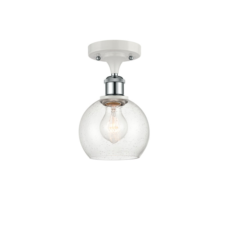 Plafonnier semi-encastré 1 lumière, DEL, H 9,88 po x l 6 po x P 6 po, Blanc / chrome poli