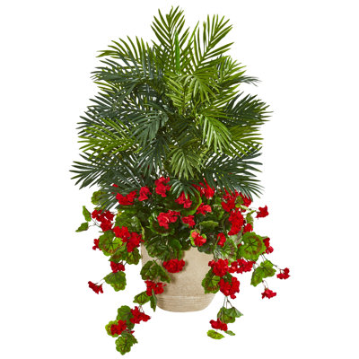 Fleur artificielle 42 po dans un pot de fleurs