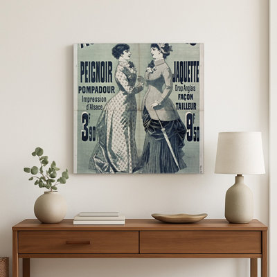 Au Petit St. Thomas Mode française des années 1880 - Affiche vintage Belle Époque Art mural — Art mural carré en métal