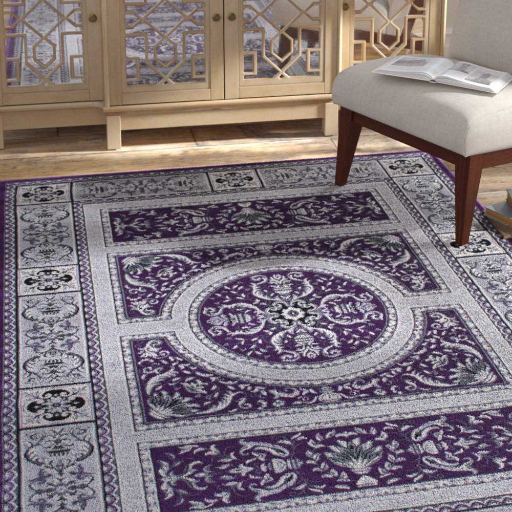 Beckwourth High-End Ultra-Dense Thick Woven Floral Raspberry Area Rug World Menagerie Rug 