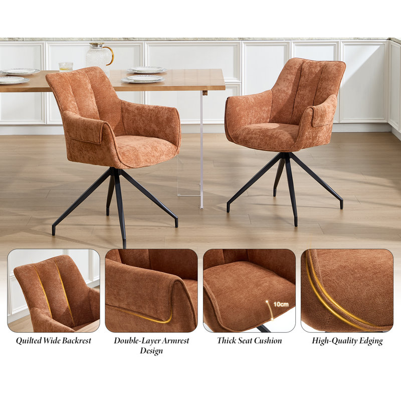 50cm H Upholstered Dining Chair, Brown, Brown
