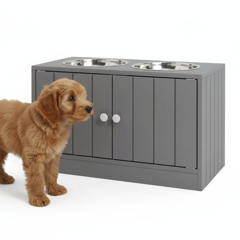 Bols pour animaux de compagnie, bols surélevés pour chien avec armoire de rangement offrant une grande capacité