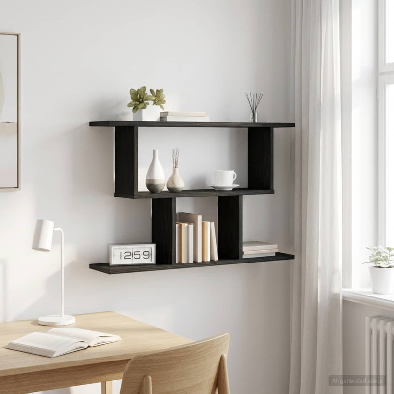  Wall Shelf with Shelf with Storage Engineered Wood Solution Living Room