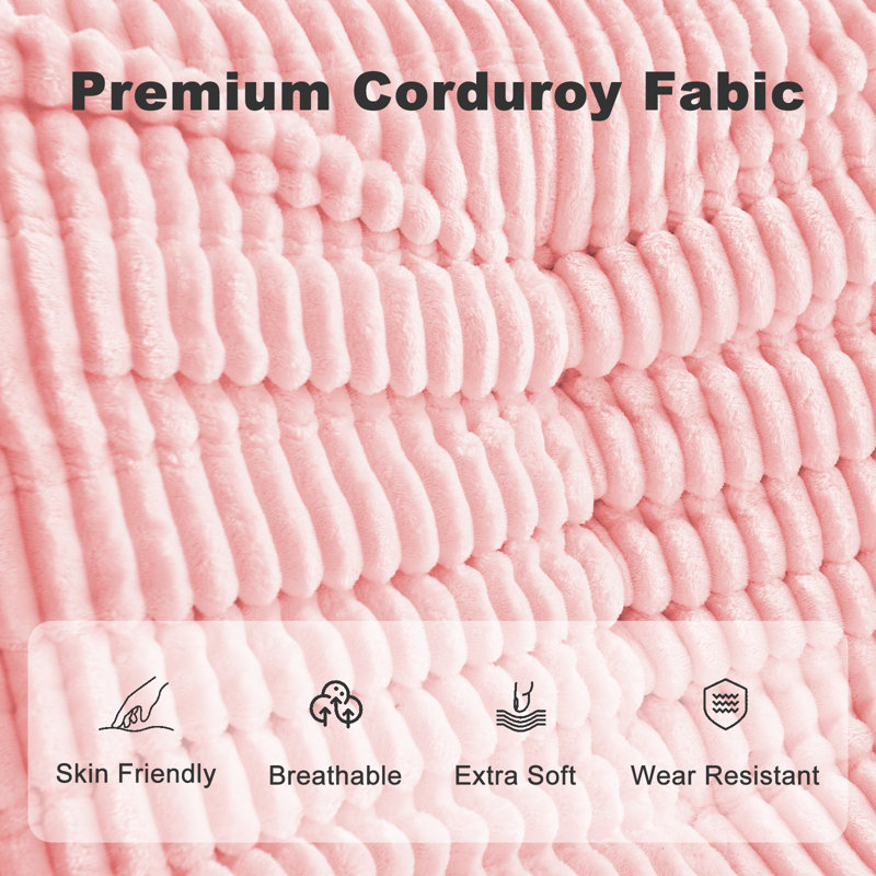 Bean Bag Chair for Adults with Lumbar support pillow, Memory Foam Giant Bean Bag Sofa with Corduroy Material Lazy Sofa for Living Room Bedroom Dorm Office, Pink