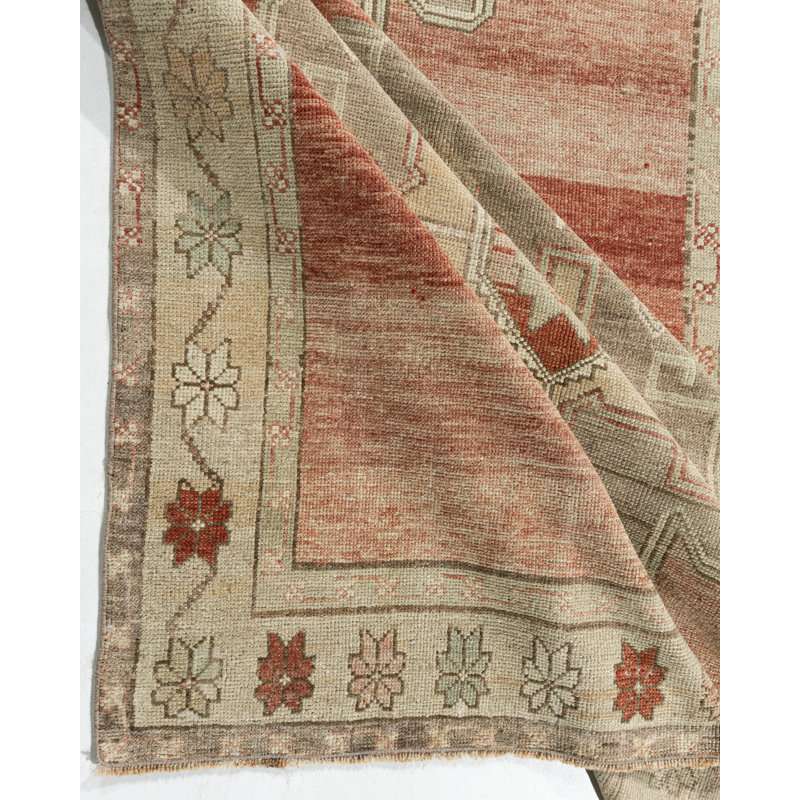 One-of-a-Kind 5'1 X 11'9 1940s Wool Area Rug Terracotta