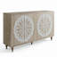 Buffet 60 po à grain rétro sculpté Mandala, armoire 4 portes Boho, crédence de rangement Mid-Century à pieds surélevés pour vestibule, salle à manger et salon