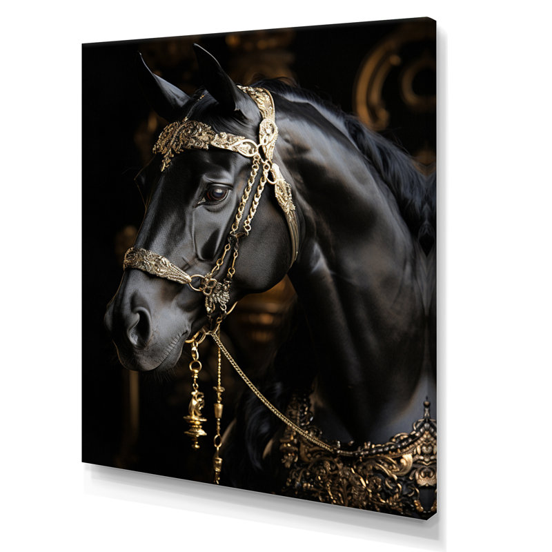 «Black Gold Horse», reproduction sur toile, H 40 po x l 30 po x P 1,5 po, Toile tendue