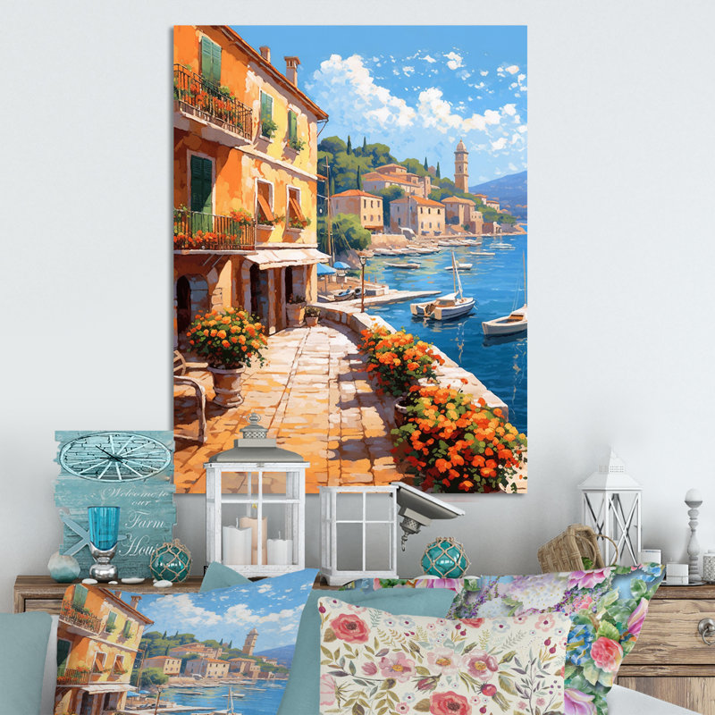 La Dolce, plage italienne I - décoration murale en métal italien, H 20 po x l 12 po