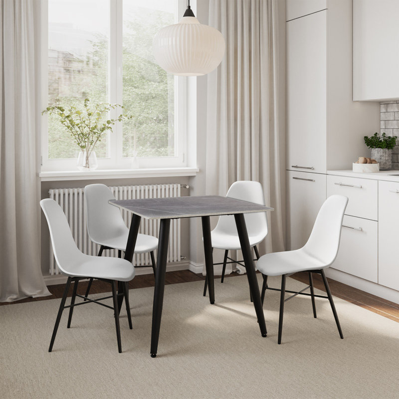 4 -Person Dining Set, Armani Grey, White