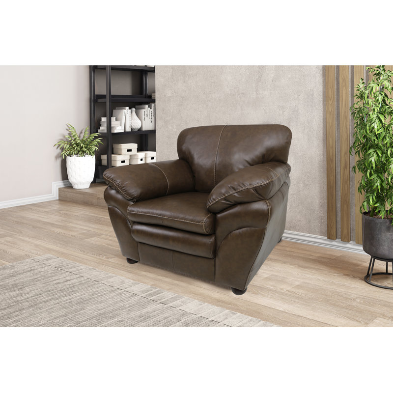 44" Wide Genuine Leather Armchair, Chestnut