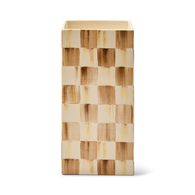 Mocha Check Pillar Vase