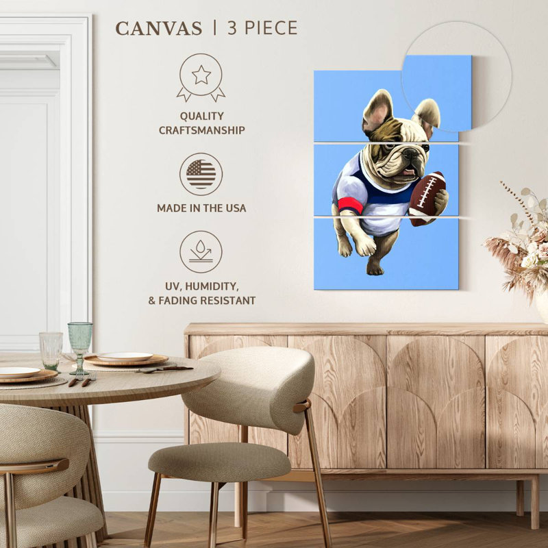 Bouledogue sportif Ketti - Rugby, H 57 po x l 36 po