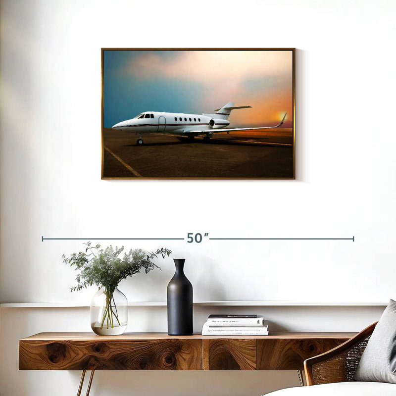 Stationnement privé en avion, Cadre flottant doré, 31 po x 21 po