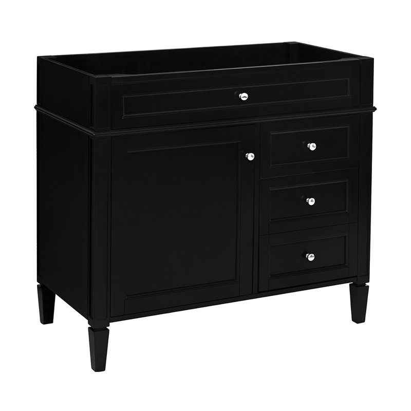 Meuble-lavabo de salle de bain moderne sans lavabo supérieur avec tiroirs, Noir