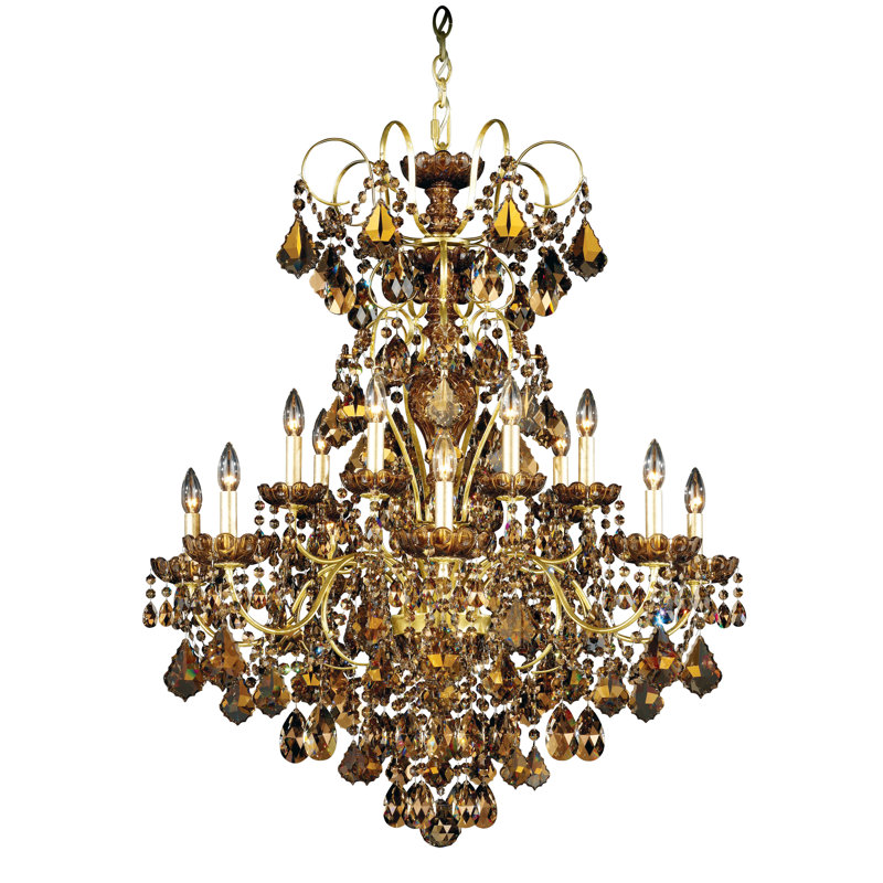 New Orleans 14 - Light Chandelier, Swarovski Elements Clear, Antique Pewter