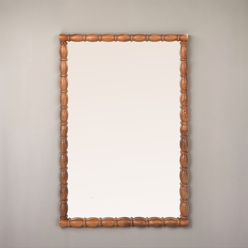 Miroir à cadre en bois de manguier, Noyer