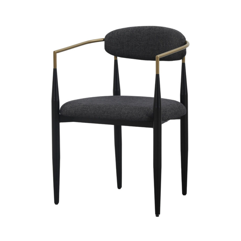 Ayliana Fabric Arm Chair Dining Chair, Dark Gray