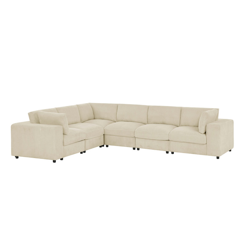 Bamppieles Corduroy Upholstered Modular Sectional, Velours côtelé beige