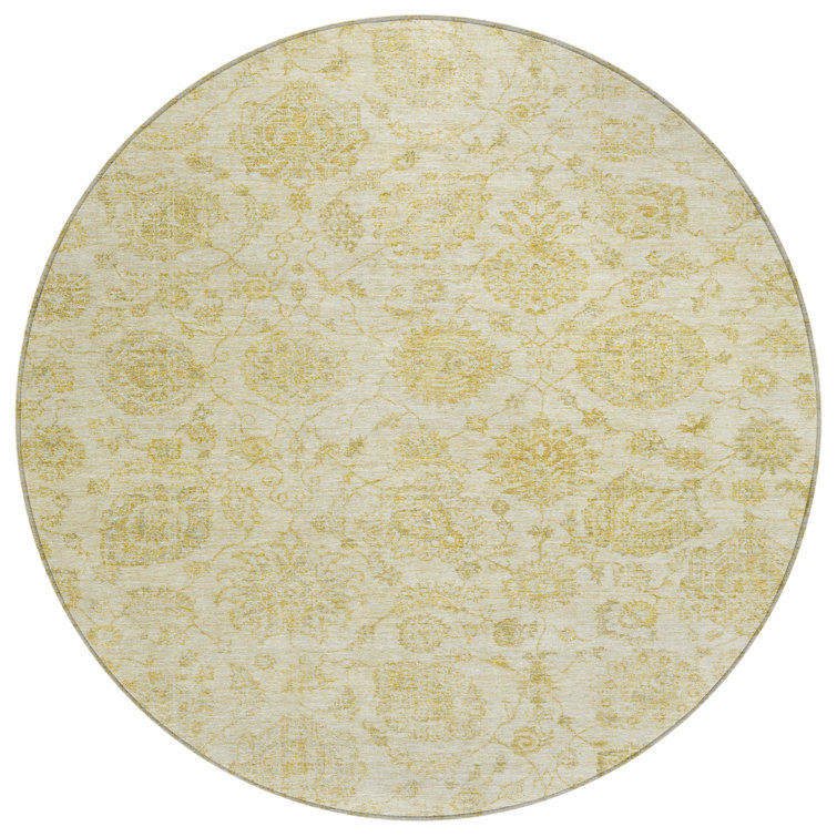 Machine Washable Indoor/Outdoor Xhevrie Gold Rug