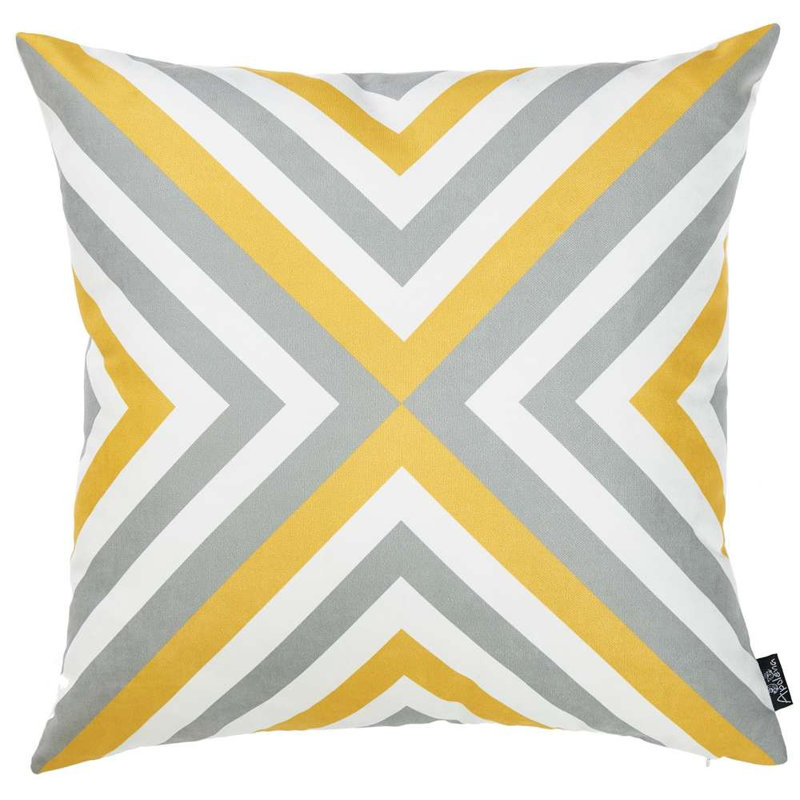 Yellow And Gray Triangle Geometric Throw Pillow