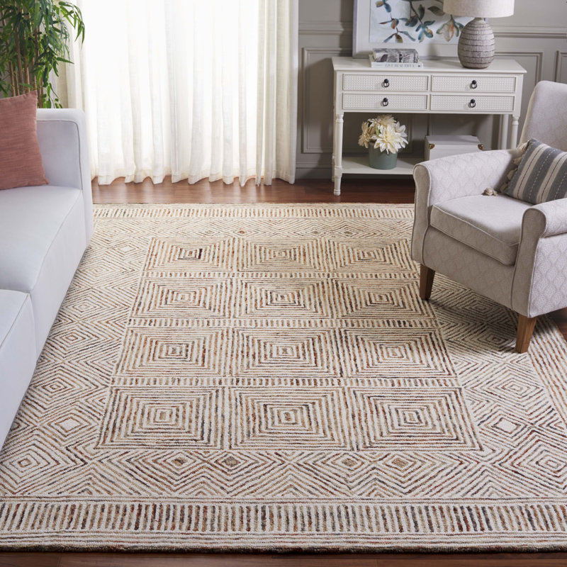Tapis en laine / coton touffeté à la main ivoire / rouille Laquia, Rectangle 8 pi x 10 pi