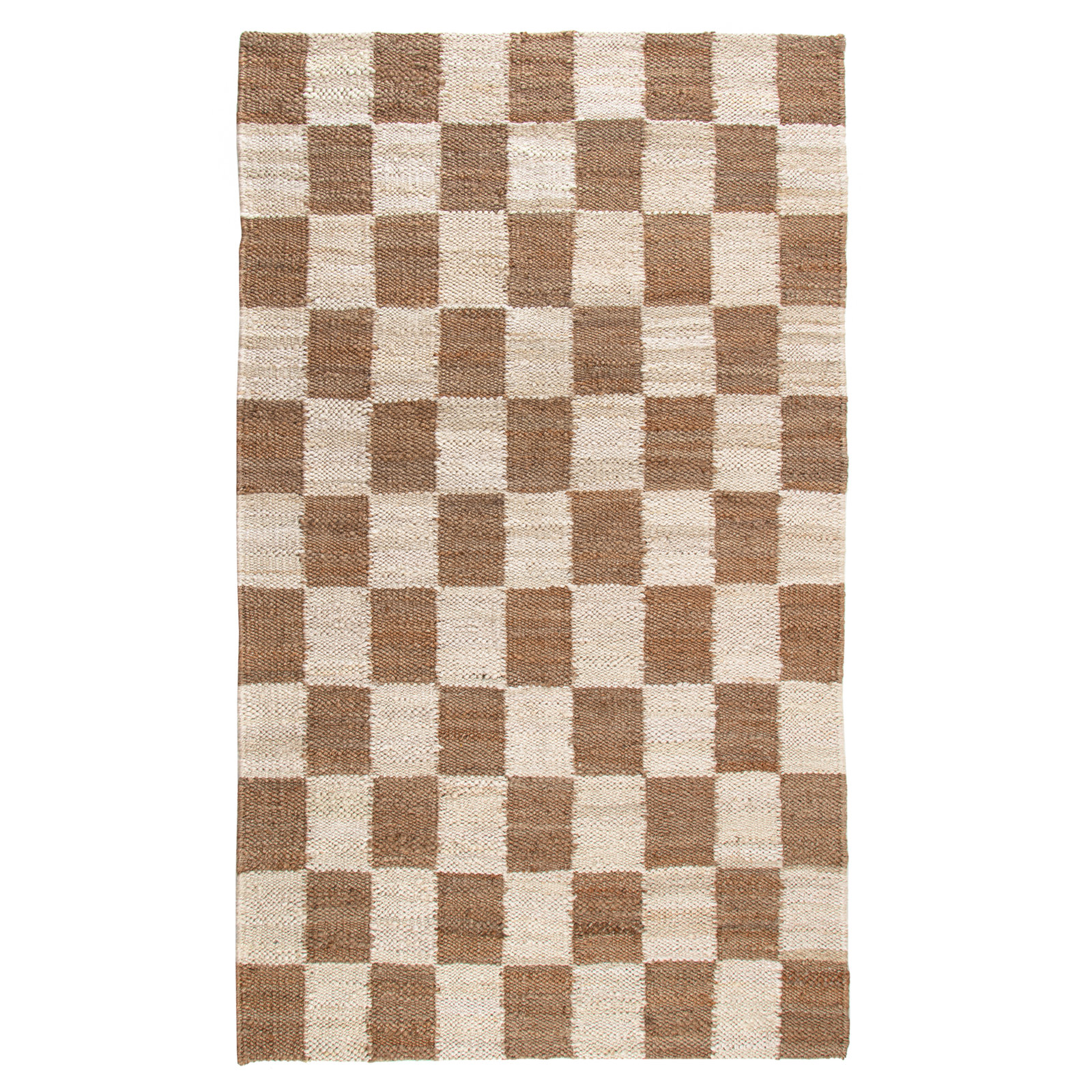 Madalene Checkerboard Natural and Ivory Rug, Rectangle 2' x 3'