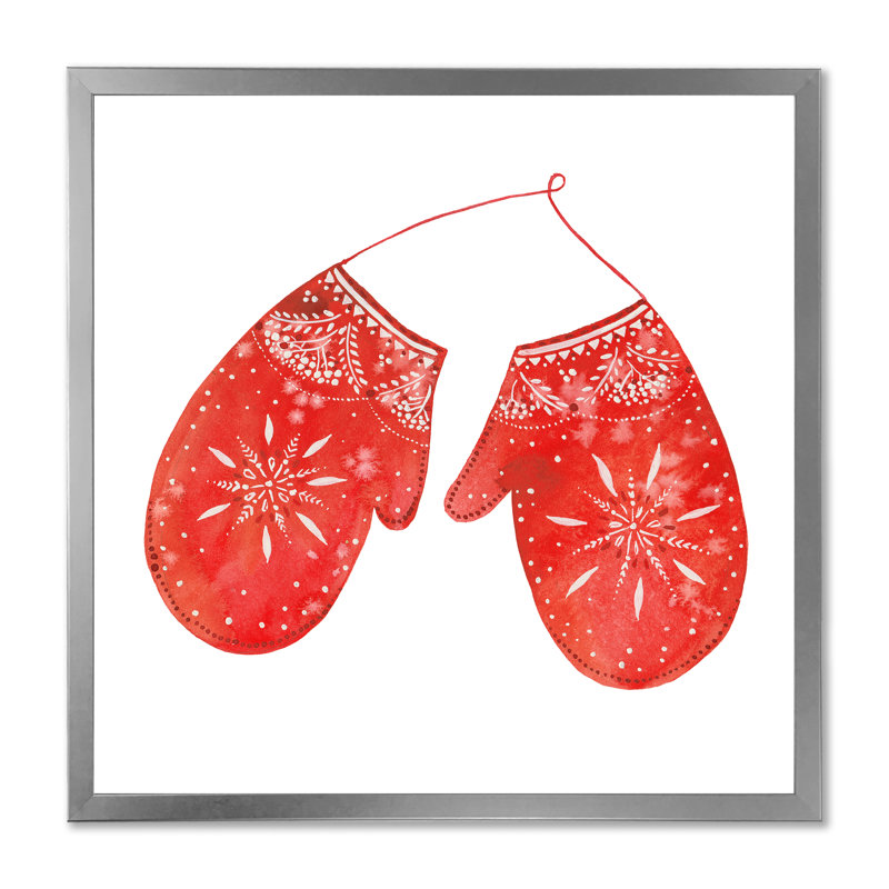 Décoration murale en toile Christams Red - Mid-Century, H 30 po x l 30 po x P 1 po, Impression argent sur toile encadrée