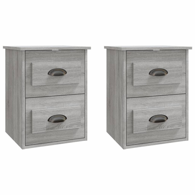 ClassicLiving Wall-Mounted Bedside Cabinet 41.5X36x53cm, Grey Sonoma, Set of 2